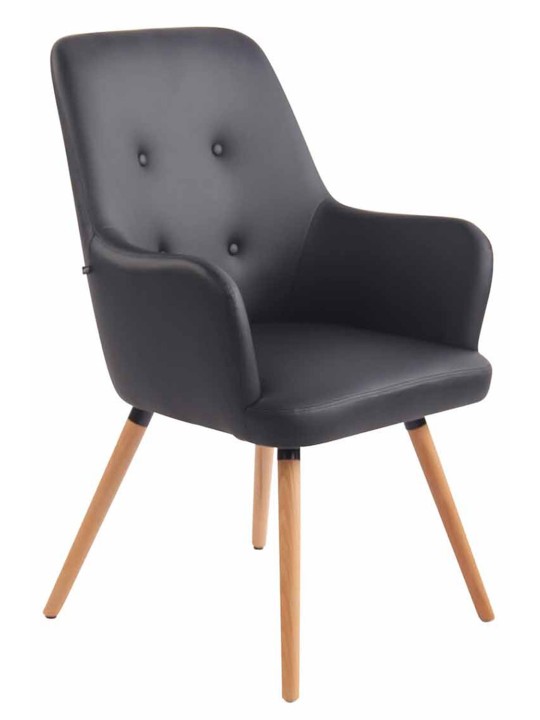 Chaise longue Aarhus simili cuir naturel, noir