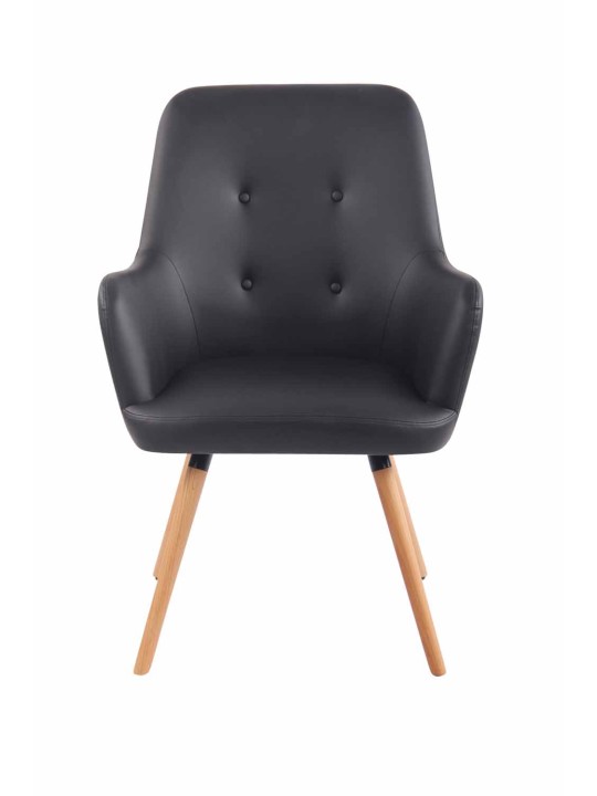 Chaise longue Aarhus simili cuir naturel, noir