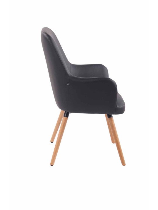 Chaise longue Aarhus simili cuir naturel, noir