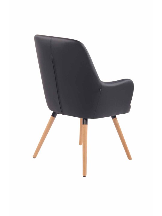 Chaise longue Aarhus simili cuir naturel, noir