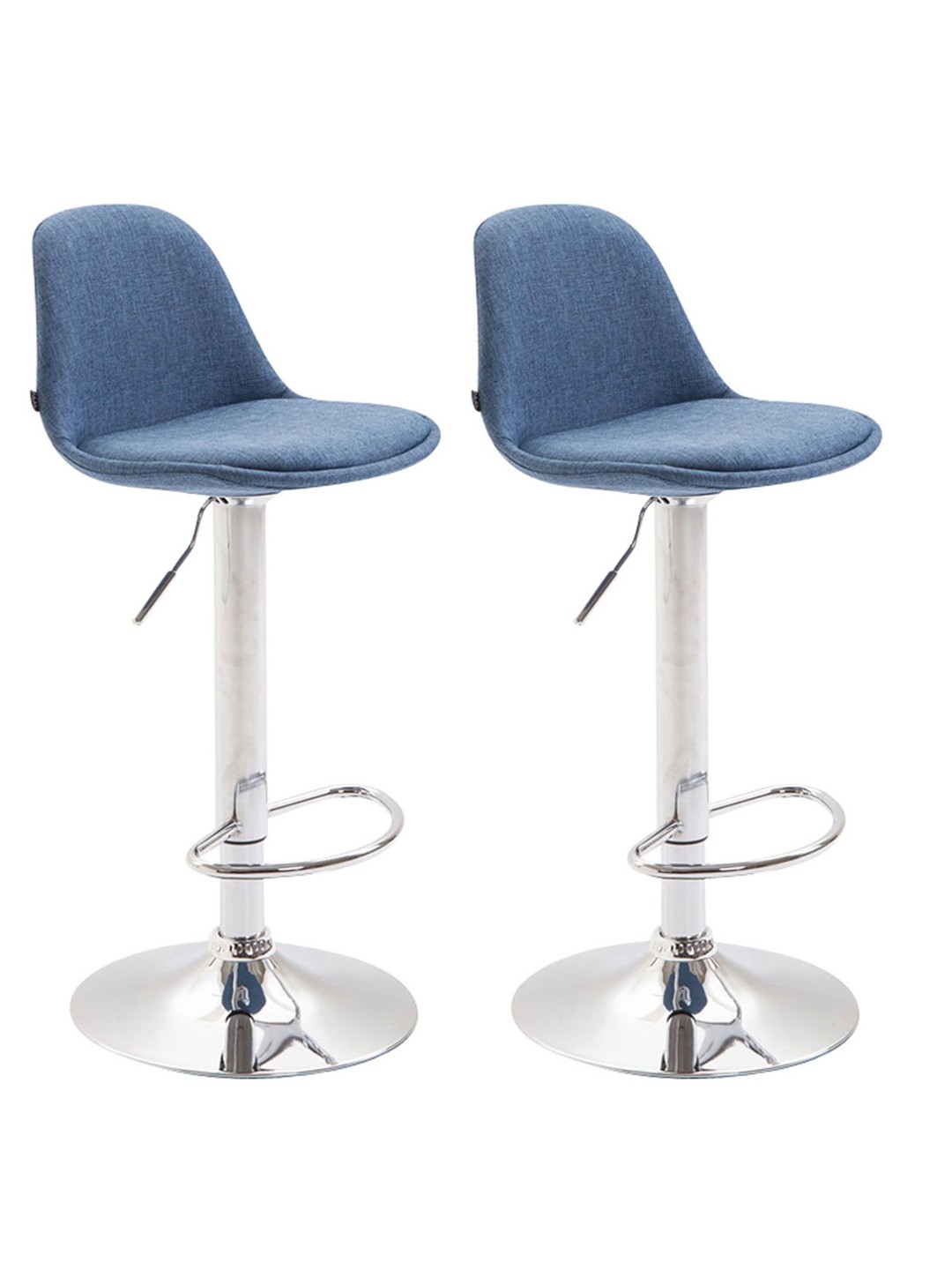 Lot de 2 tabourets de bar Kiel tissu, bleu