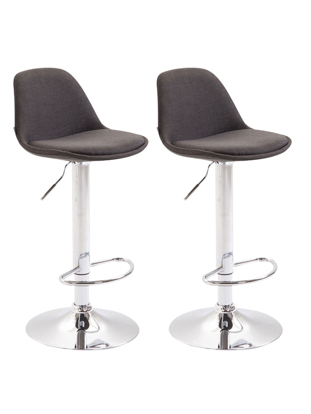 Lot de 2 tabourets de bar Kiel tissu, gris foncé