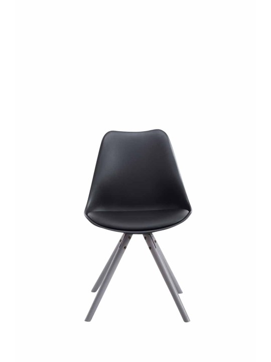 Chaise visiteur Toulouse simili cuir ronde gris, noir