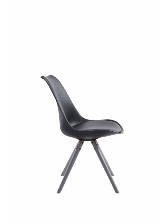 Chaise visiteur Toulouse simili cuir ronde gris, noir