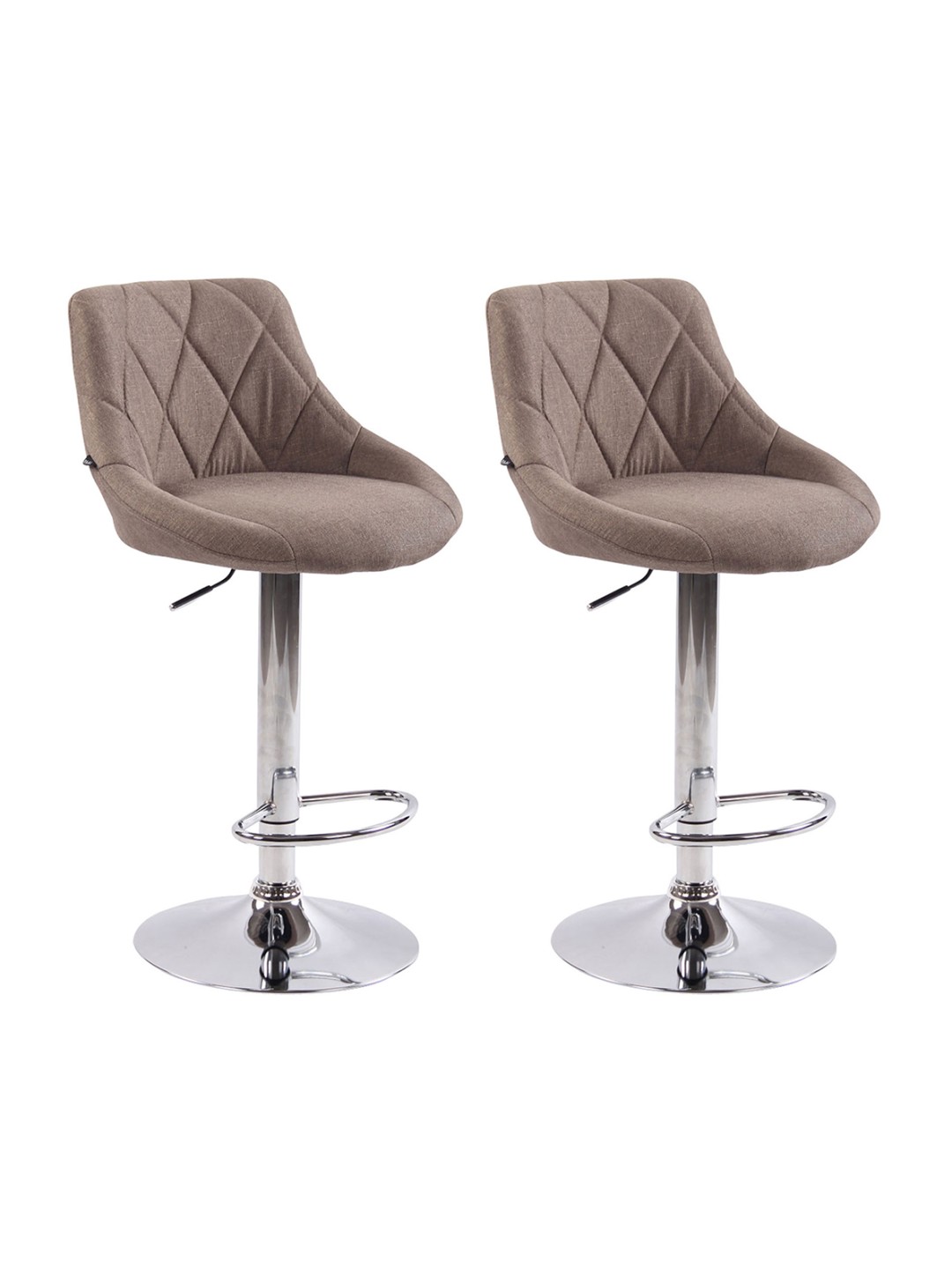 Lot de 2 tabourets de bar Lazio tissu C, taupe