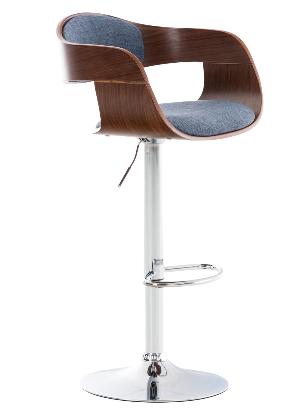 Tabouret de bar Kingston C tissu, noyer/bleu