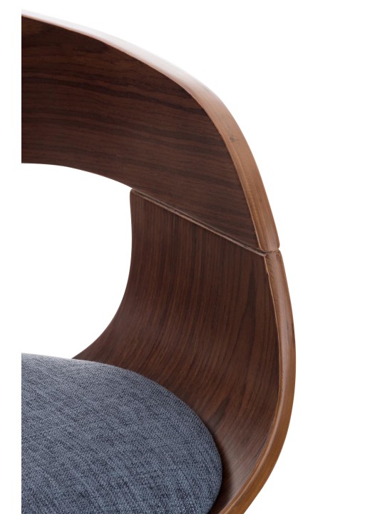 Tabouret de bar Kingston C tissu, noyer/bleu Tabouret de bar Kingston C tissu, noyer/bleu