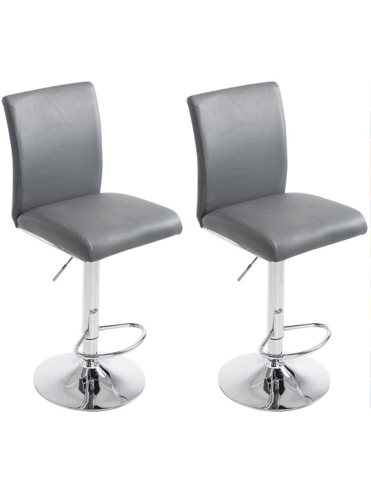 Lot de 2 tabourets de bar Cologne simili cuir chromé, gris