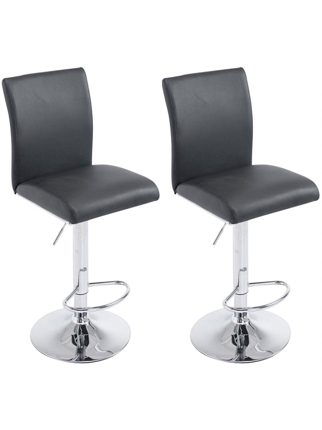 Lot de 2 tabourets de bar Cologne simili cuir chromé, noir