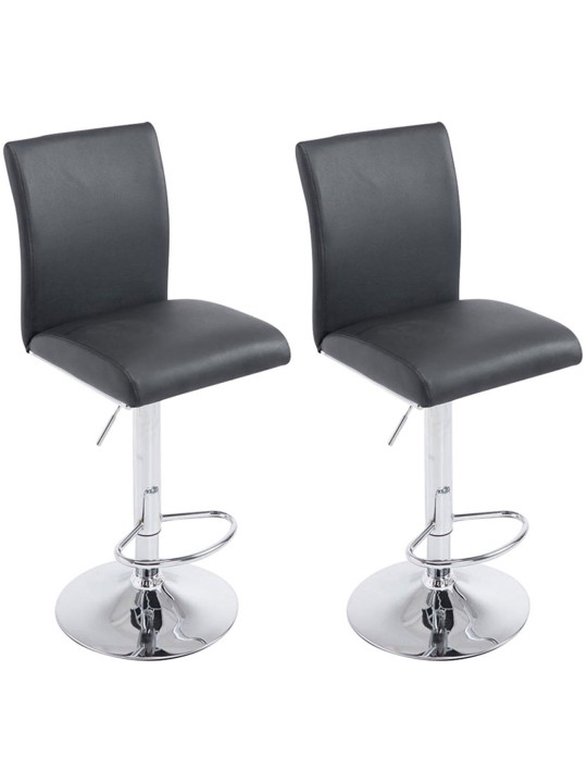 Lot de 2 tabourets de bar Cologne simili cuir chromé, noir Lot de 2 tabourets de bar Cologne simili cuir chromé, noir