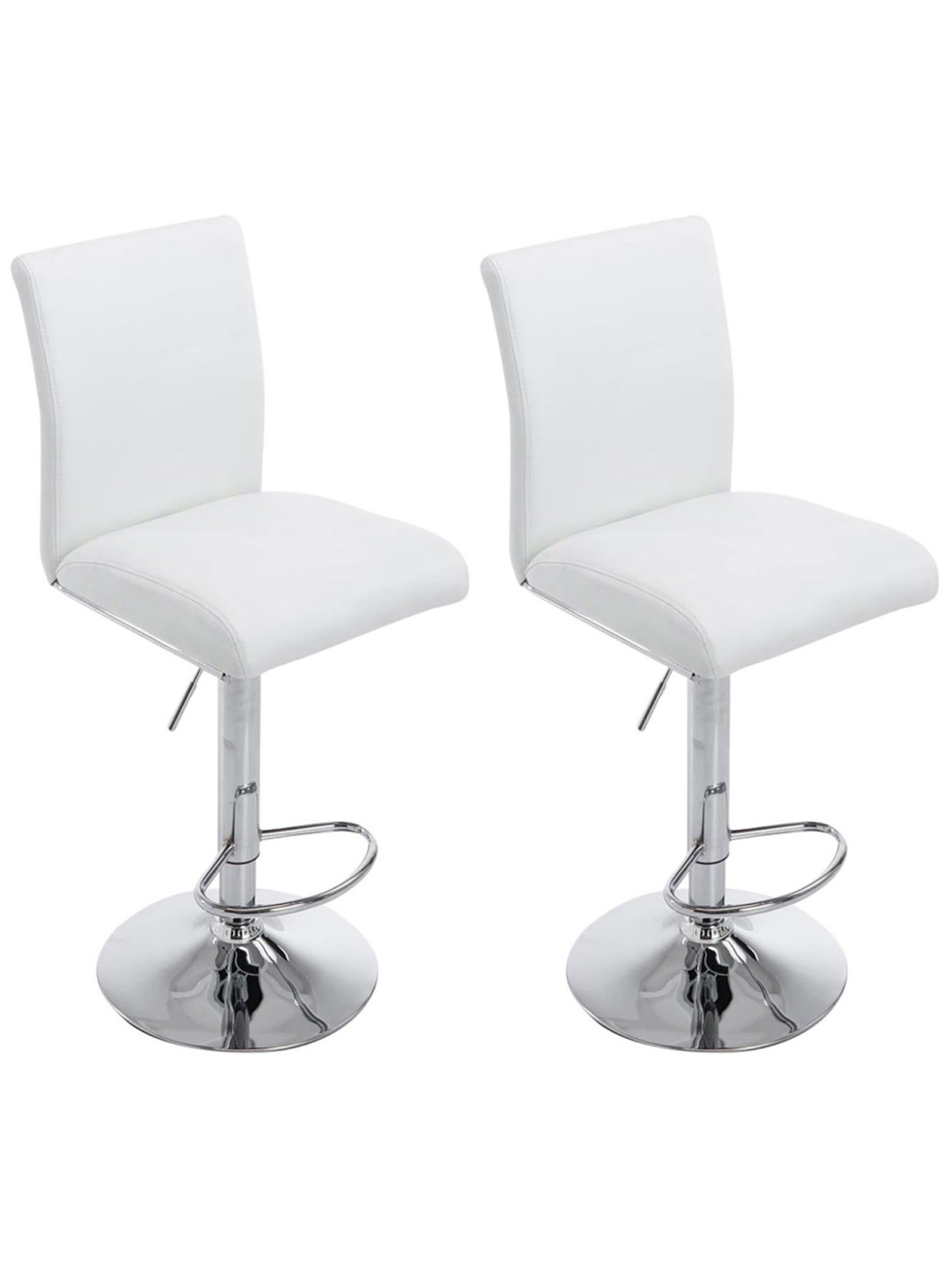 Lot de 2 tabourets de bar Cologne simili cuir chromé, blanc
