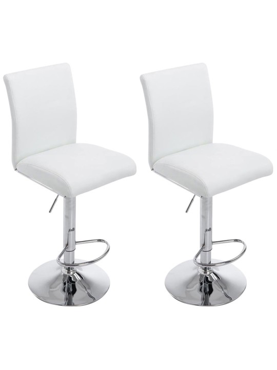 Lot de 2 tabourets de bar Cologne simili cuir chromé, blanc