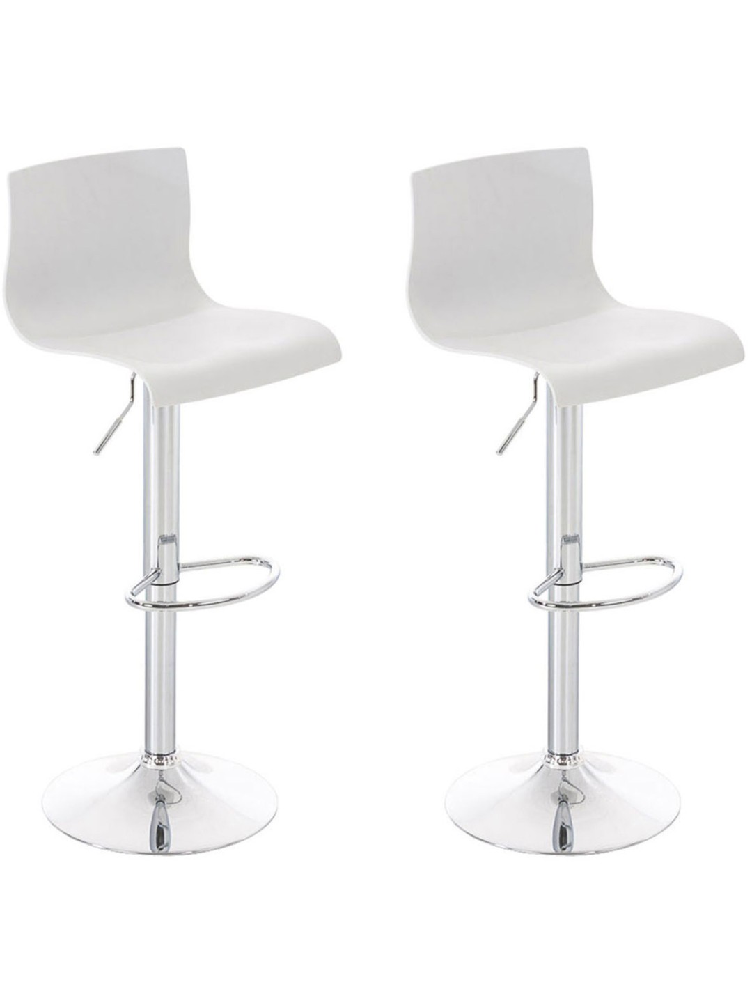 Lot de 2 tabourets de bar Hoover plastique chromé, blanc