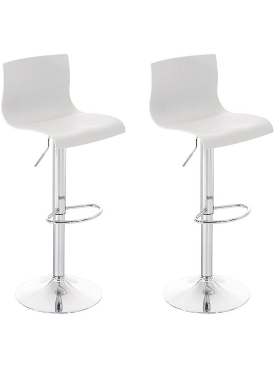 Lot de 2 tabourets de bar Hoover plastique chromé, blanc Lot de 2 tabourets de bar Hoover plastique chromé, blanc