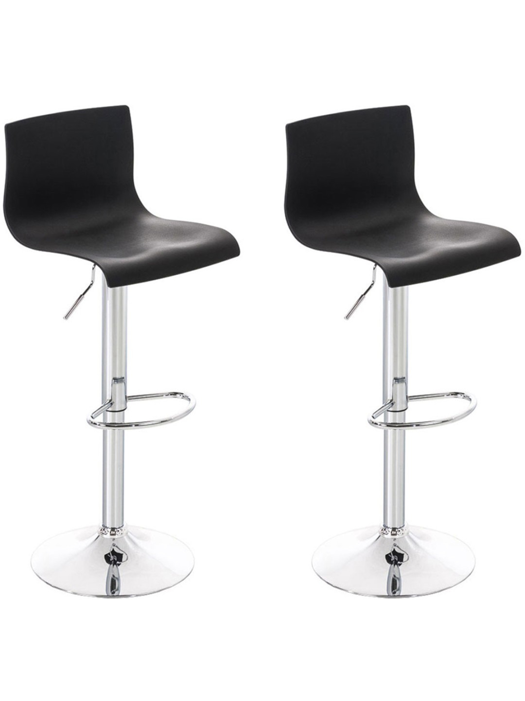 Lot de 2 tabourets de bar Hoover plastique chromé, noir