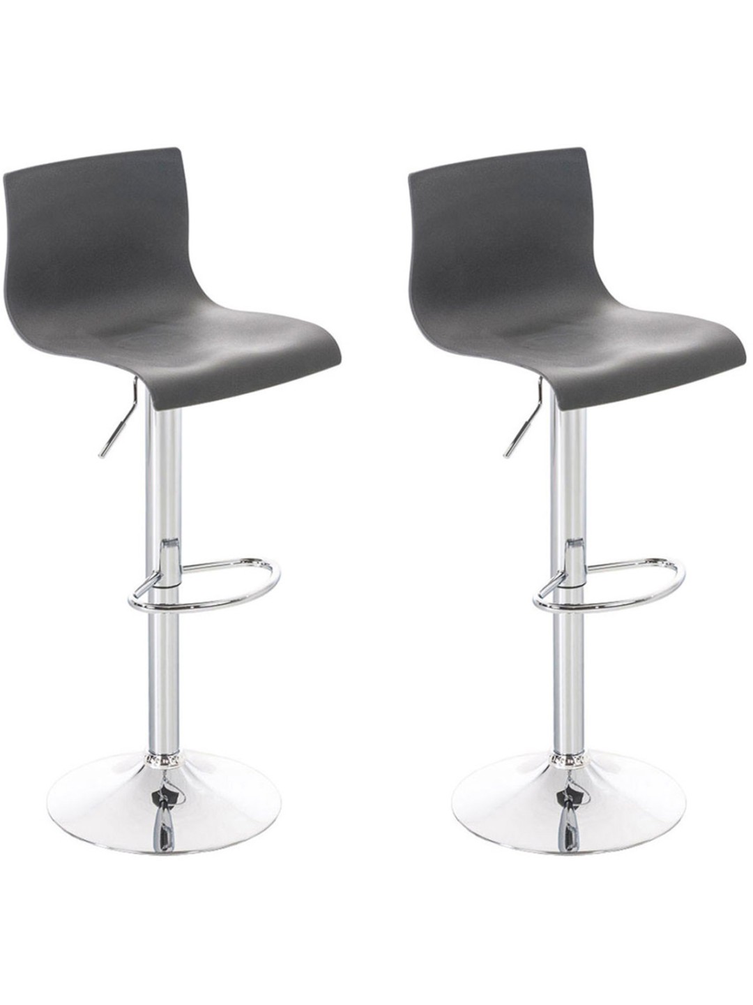 Lot de 2 tabourets de bar Hoover plastique chromé, gris