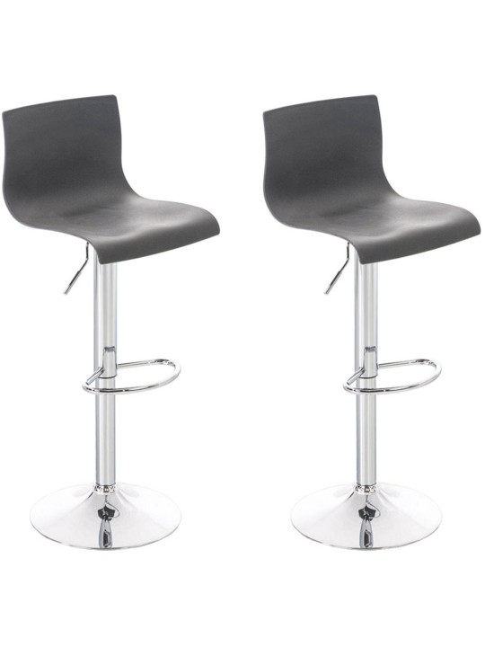 Lot de 2 tabourets de bar Hoover plastique chromé, gris