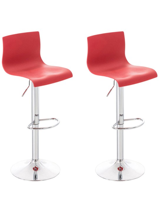 Lot de 2 tabourets de bar Hoover plastique chromé, rouge