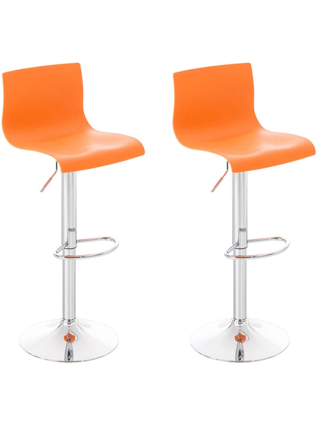Lot de 2 tabourets de bar Hoover plastique chromé, orange