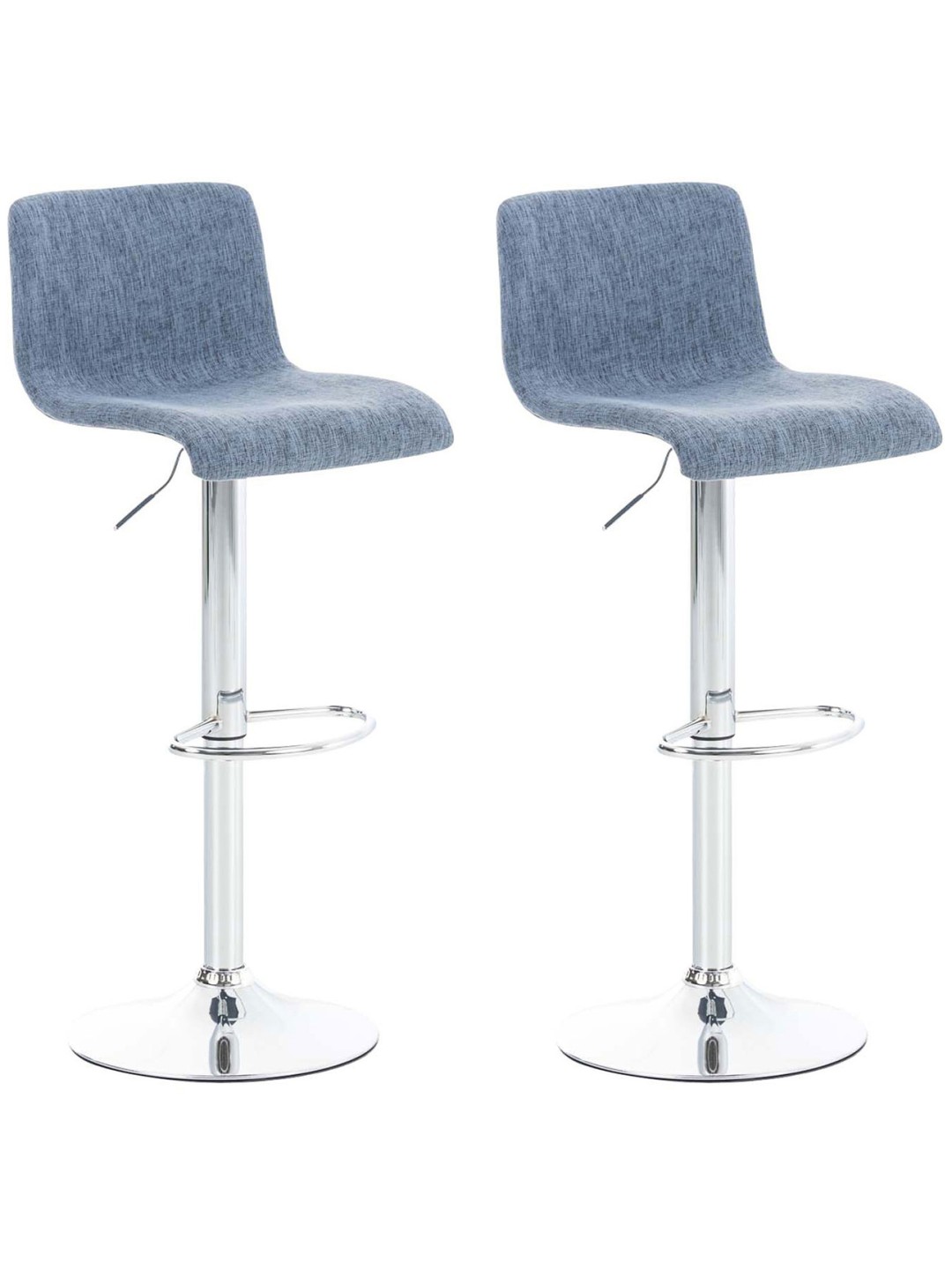 Lot de 2 tabourets de bar Hoover tissu chrome, bleu