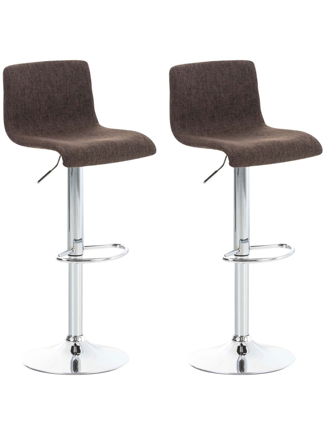 Lot de 2 tabourets de bar Hoover tissu chrome, brun