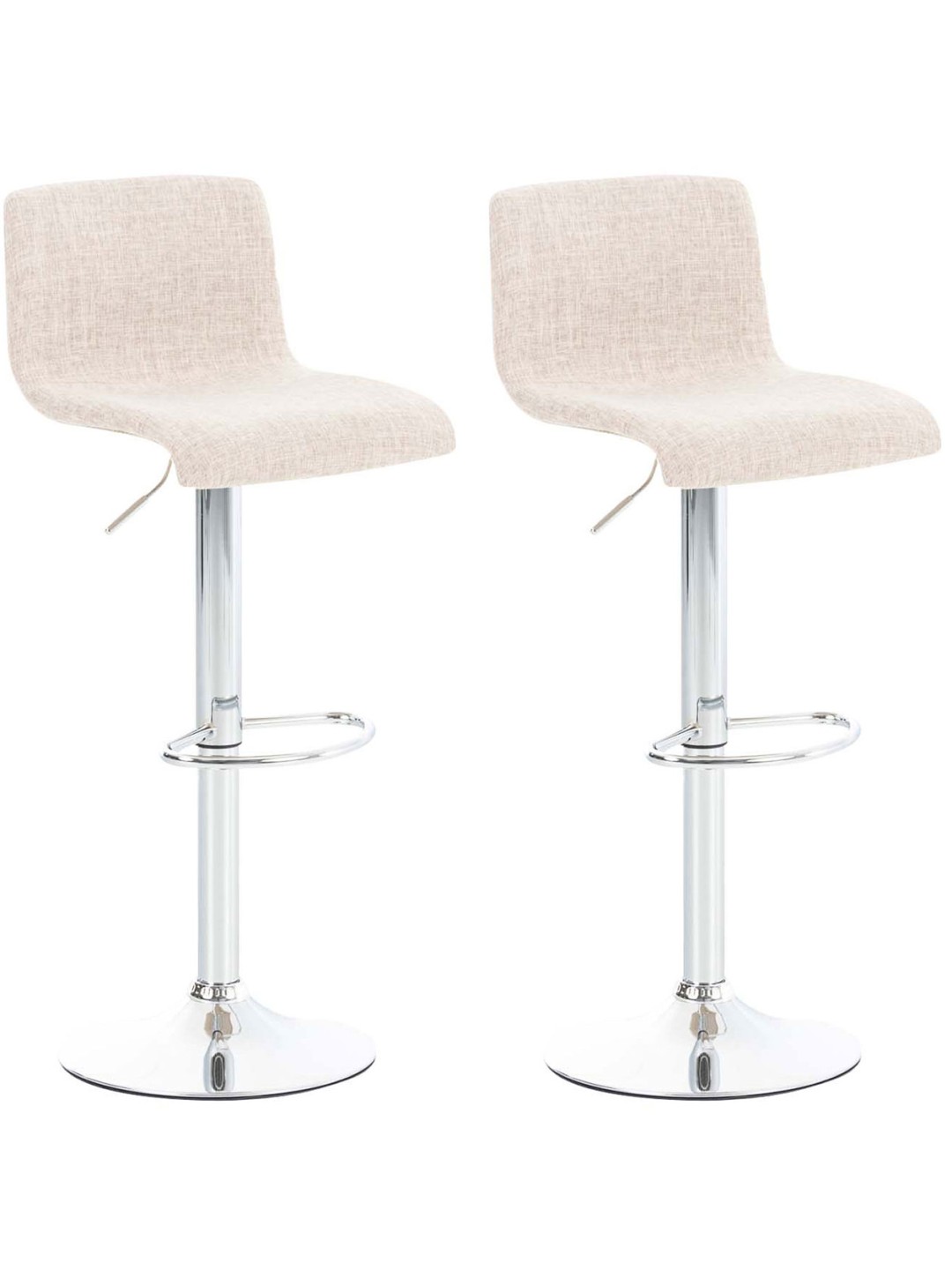 Lot de 2 tabourets de bar Hoover tissu chrome, crème