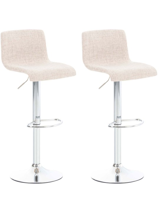 Lot de 2 tabourets de bar Hoover tissu chrome, crème