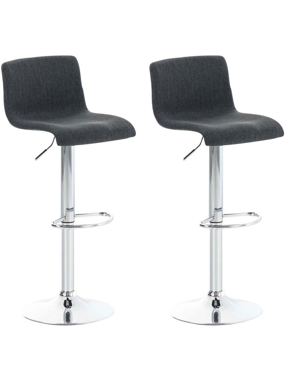 Lot de 2 tabourets de bar Hoover tissu chrome, gris foncé