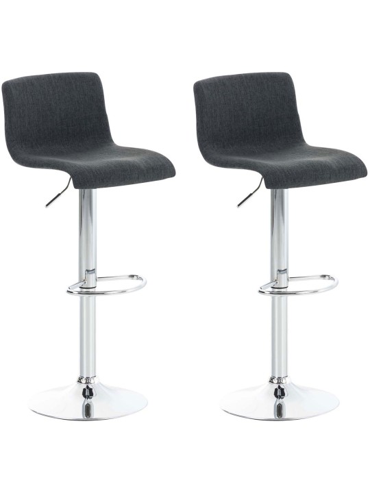 Lot de 2 tabourets de bar Hoover tissu chrome, gris foncé