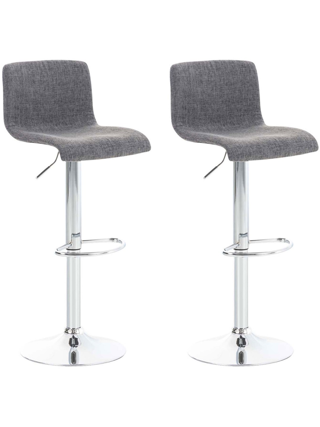 Lot de 2 tabourets de bar Hoover tissu chrome, gris clair