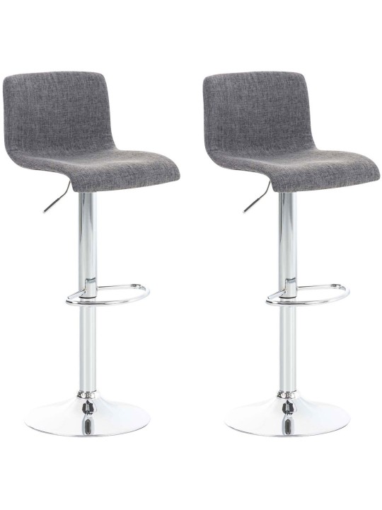 Lot de 2 tabourets de bar Hoover tissu chrome, gris clair