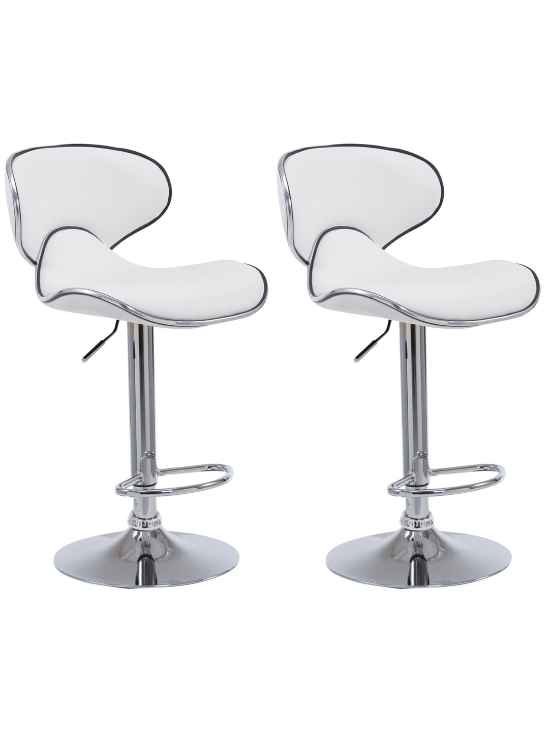 Lot de 2 tabourets de bar Las Vegas V2 simili cuir chromé, blanc
