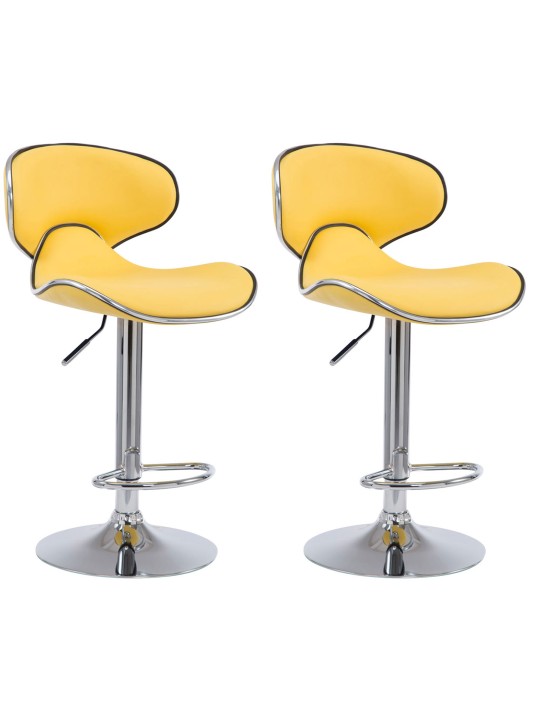 Lot de 2 tabourets de bar Las Vegas V2 simili cuir chromé, jaune