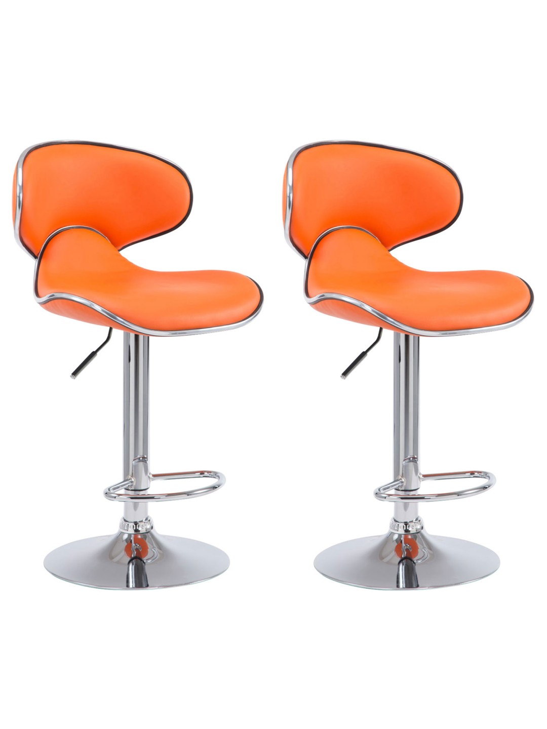 Lot de 2 tabourets de bar Las Vegas V2 simili cuir chromé, orange
