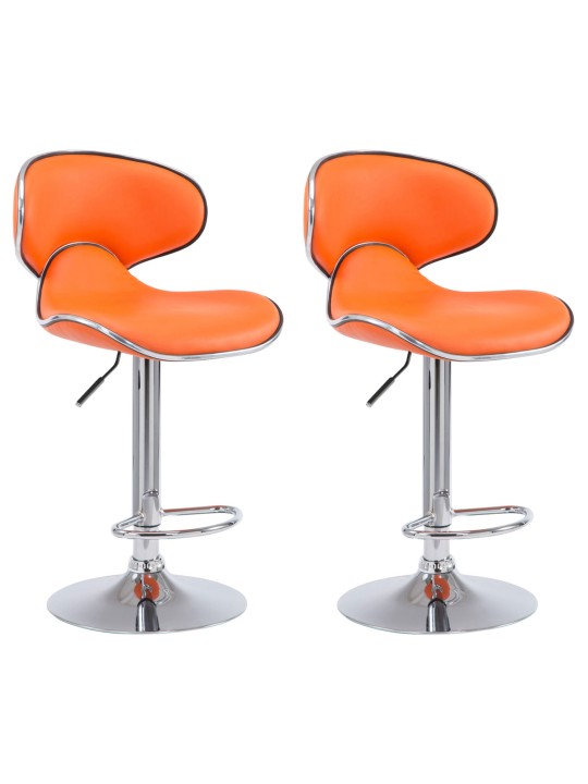 Lot de 2 tabourets de bar Las Vegas V2 simili cuir chromé, orange