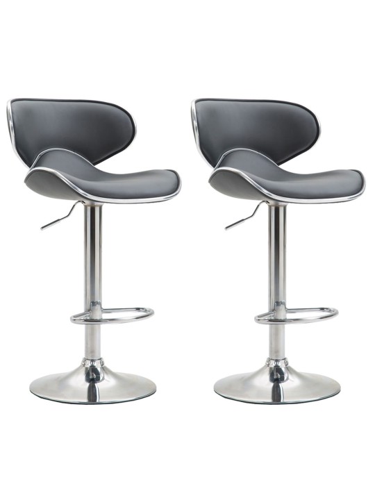 Lot de 2 tabourets de bar Las Vegas V2 simili cuir chromé, gris Lot de 2 tabourets de bar Las Vegas V2 simili cuir chromé, gris