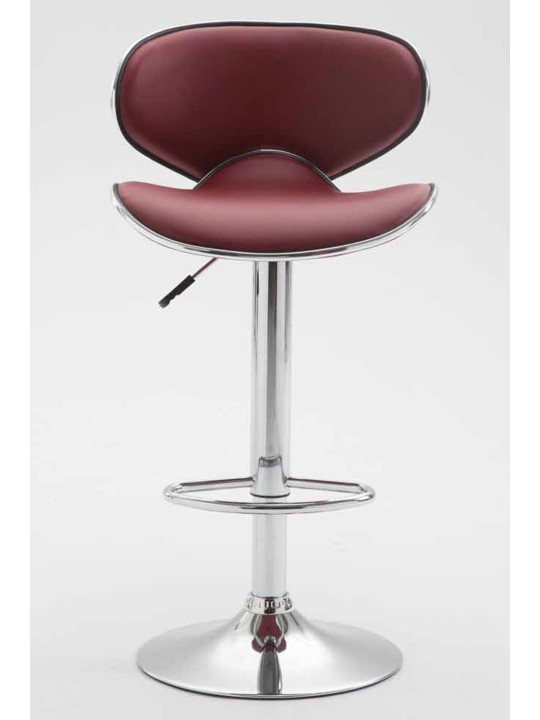 Lot de 2 tabourets de bar Las Vegas V2 simili cuir chromé, bordeaux