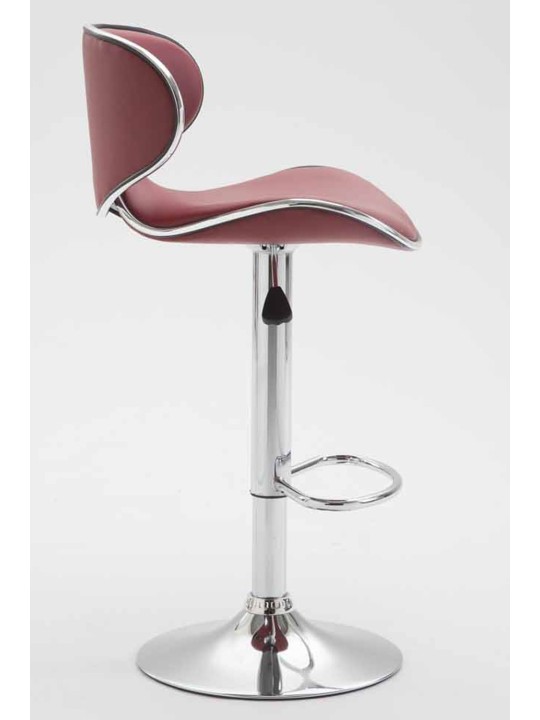 Lot de 2 tabourets de bar Las Vegas V2 simili cuir chromé, bordeaux