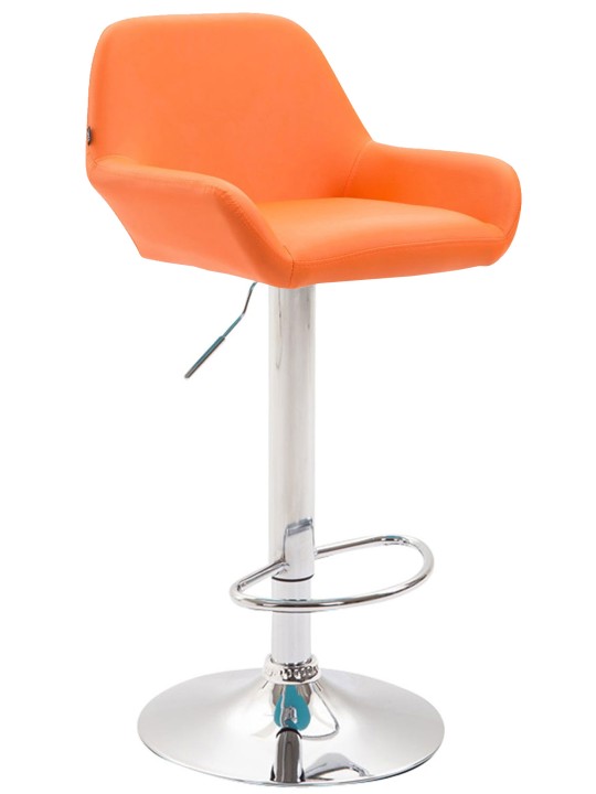 Tabouret de bar Braga simili cuir chromé, orange