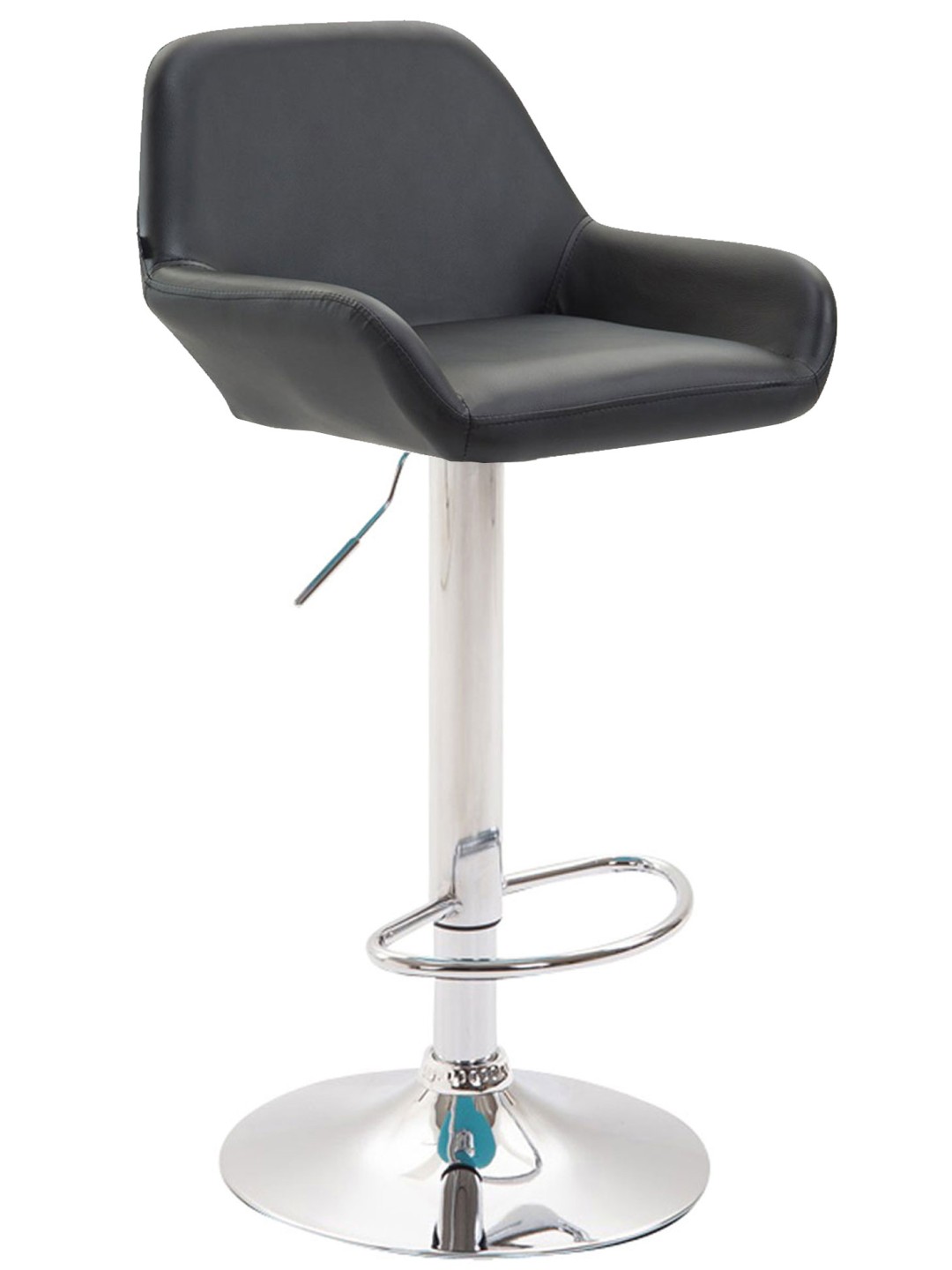 Tabouret de bar Braga simili cuir chromé, noir