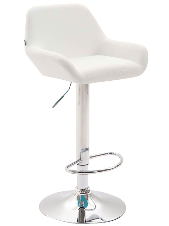 Tabouret de bar Braga simili cuir chromé, blanc