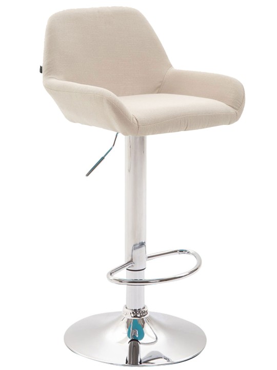 Tabouret de bar Braga tissu chromé, crème Tabouret de bar Braga tissu chromé, crème