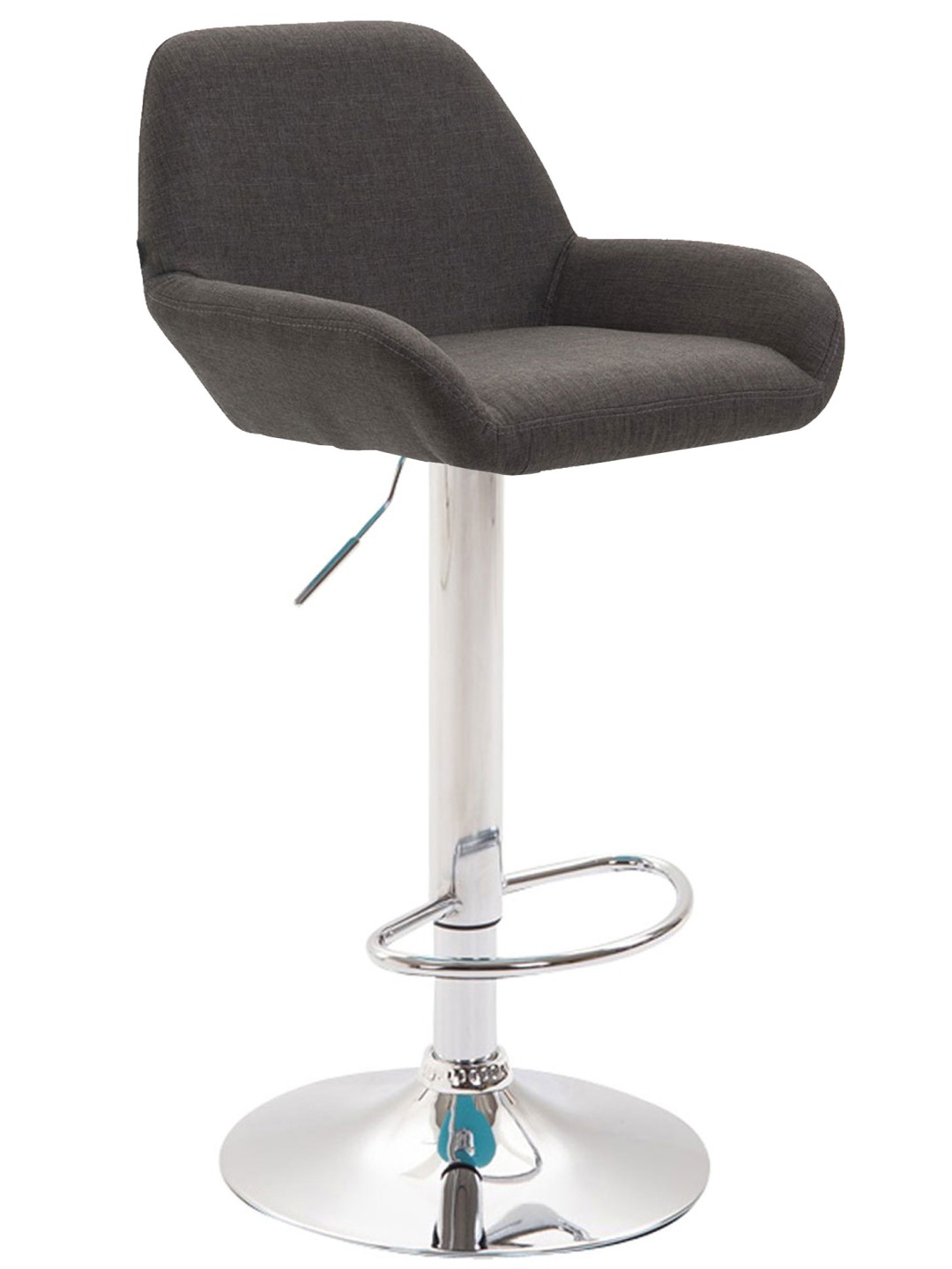 Tabouret de bar Braga tissu chromé, gris foncé