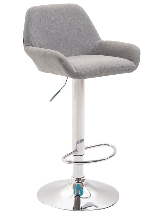 Tabouret de bar Braga tissu chromé, gris