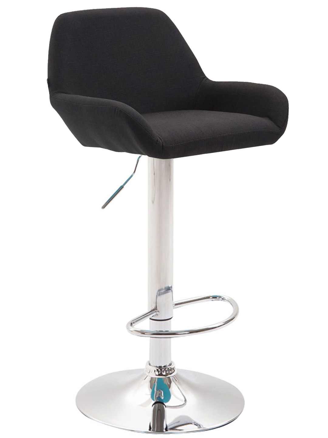 Tabouret de bar Braga tissu chromé, noir