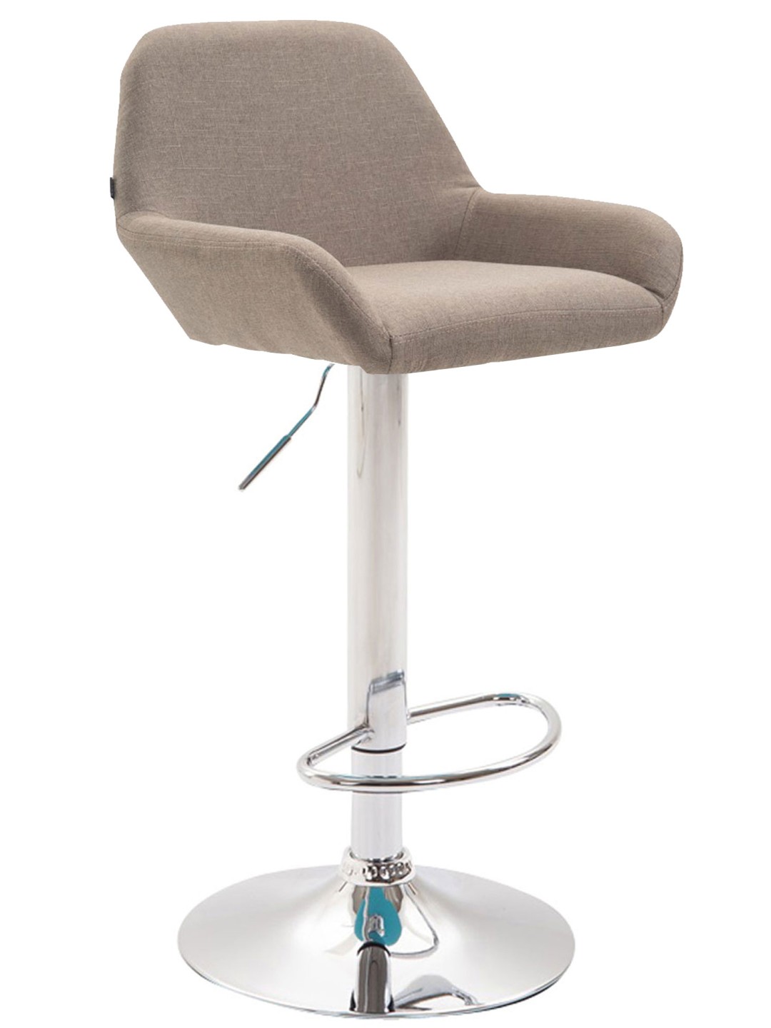 Tabouret de bar Braga tissu chromé, taupe