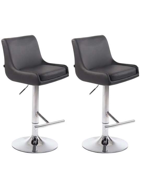 Lot de 2 Tabourets de Bar Club Simili Cuir Chrome, gris