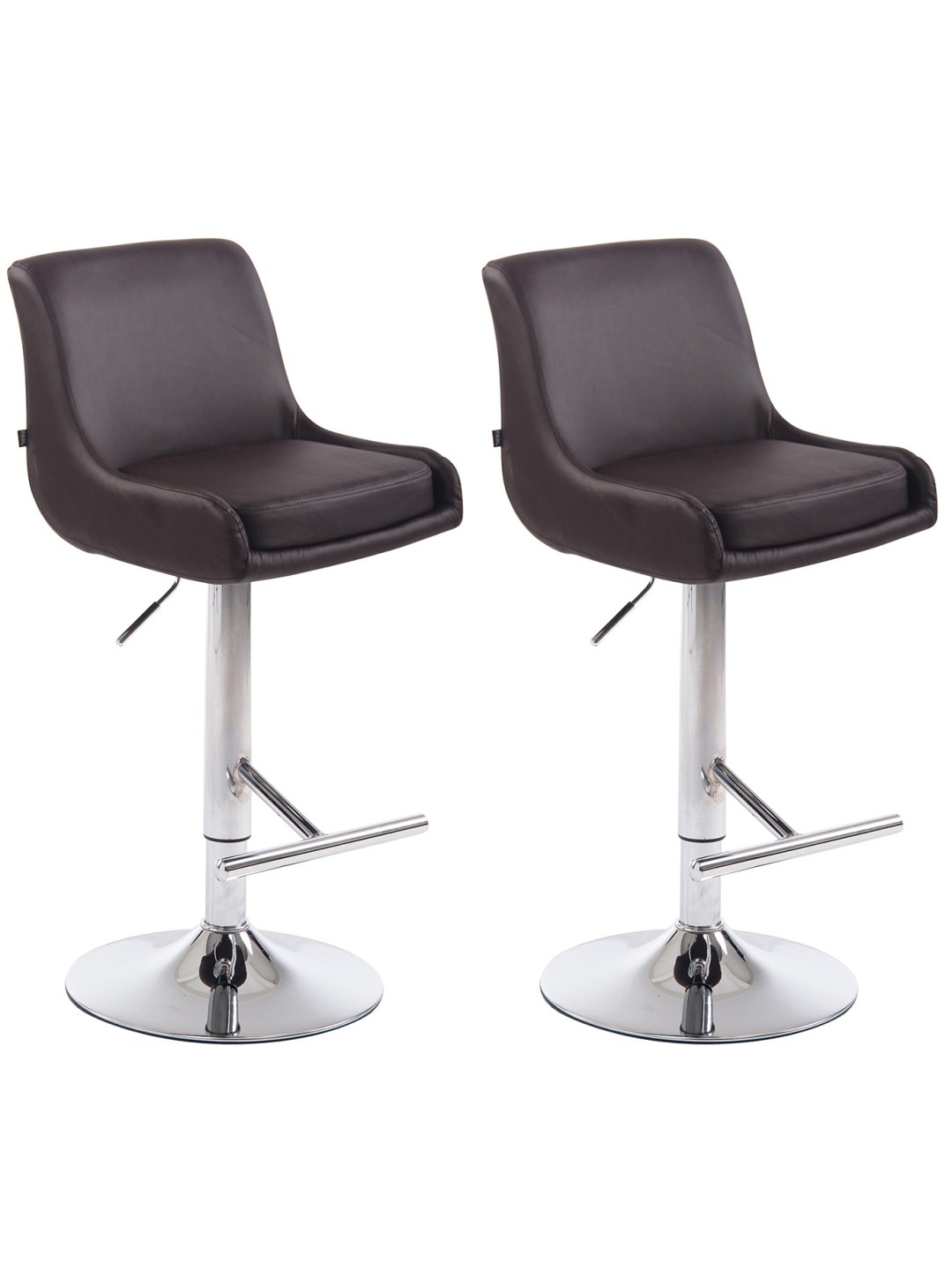 Lot de 2 Tabourets de Bar Club Simili Cuir Chrome, brun