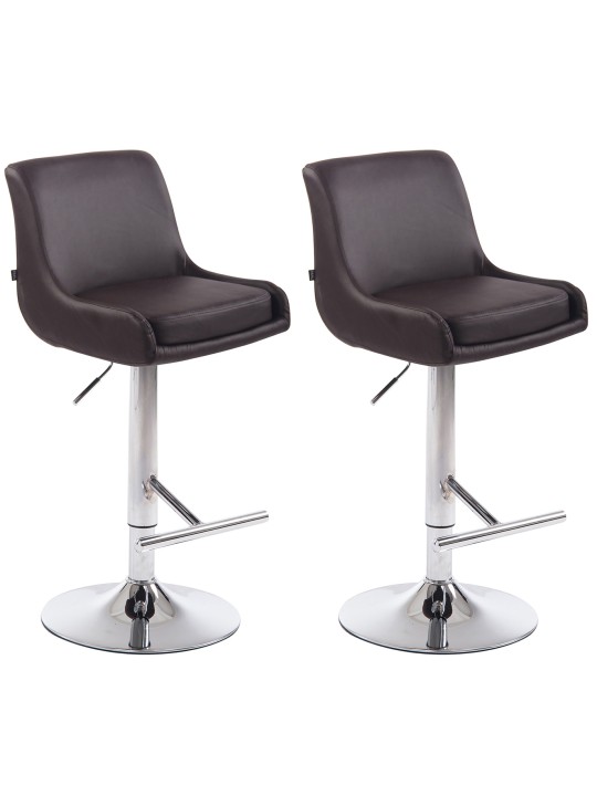 Lot de 2 Tabourets de Bar Club Simili Cuir Chrome, brun