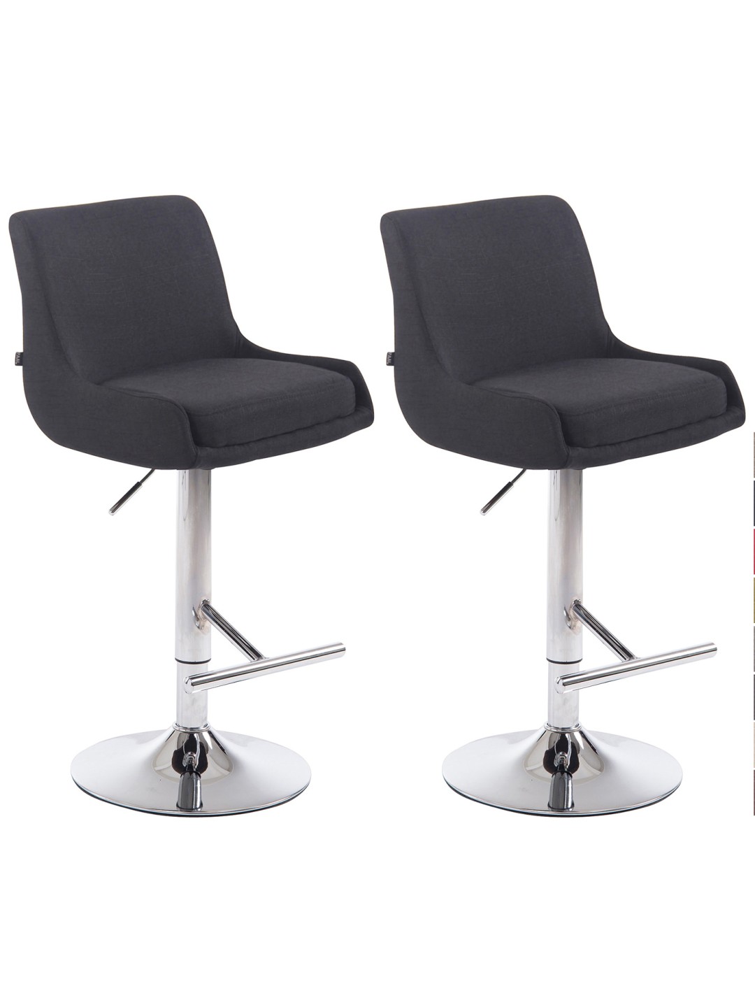 Lot de 2 Tabourets de Bar Club Tissu Chrome, noir